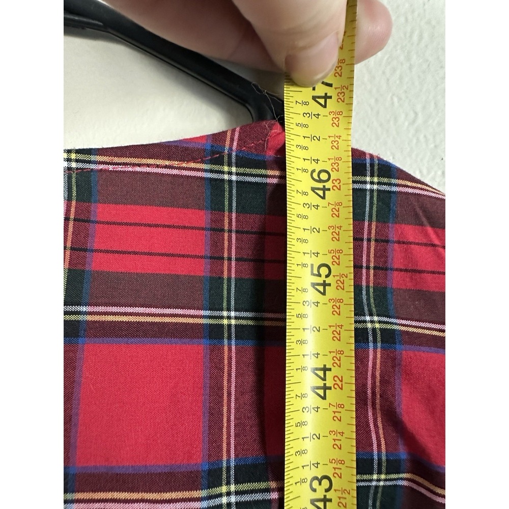 Red Tartan Plaid Frontier Dress 100% Cotton Tiered Ruffled Scottish Mountain - Picture 16 of 16